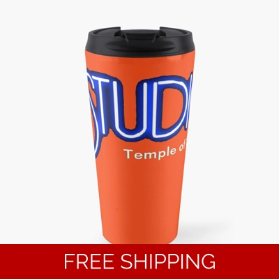Travel Mug Orange Original White & Blue Logo TOS White